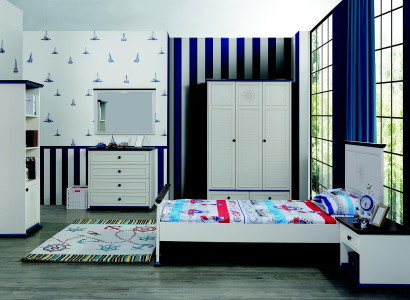 Childrens room Complete Set Bed Bedside table Wardrobe Chest of drawers Mirror 6pcs