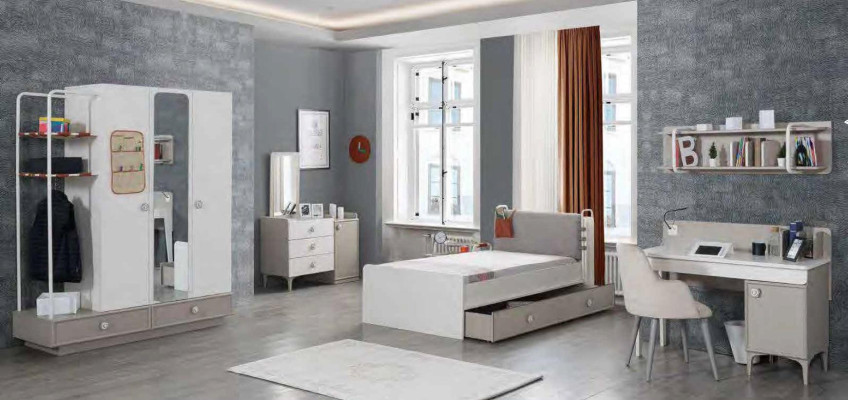 Design Youth Room Complete Wardrobe Chest of drawers Desk 4pcs.