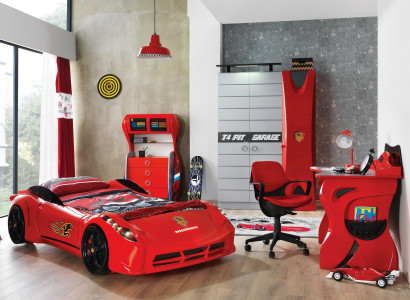 Car Set Bed Wardrobe Chest of drawers Desk Young Furniture 4pcs.
