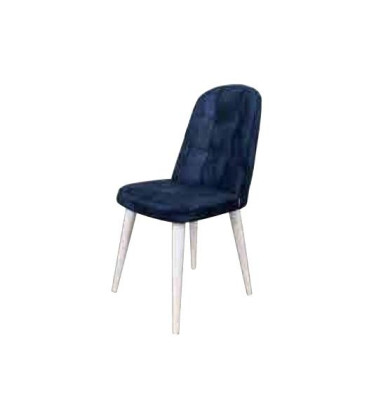 High green chair on black wooden legs with a soft back for the dining room