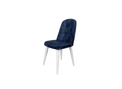 High green chair on black wooden legs with a soft back for the dining room