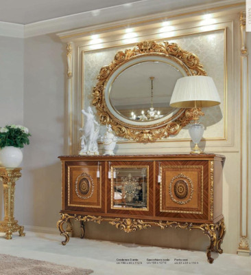 Luxury Sideboard Chest of drawers Gold Cabinets Wood Living room Furniture Wardrobe