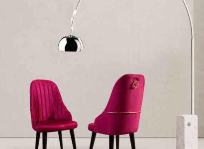 Wooden soft pink chair on black legs for the dining room new model