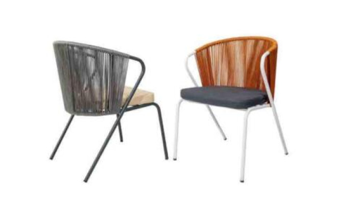 Original gray chairs on black stainless steel legs and a soft cushion