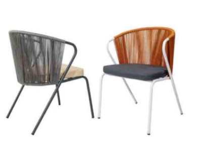Original gray chairs on black stainless steel legs and a soft cushion