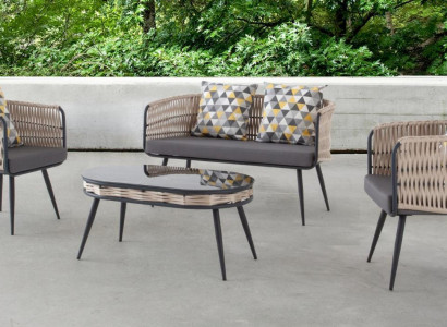 Garden furniture sofa set table stool armchair veranda seating group n 4 pieces.