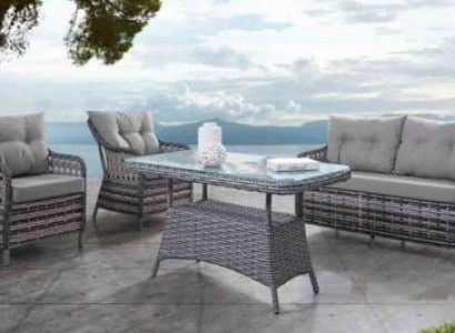 Modern garden furniture luxury sofa set table stool armchair seating group