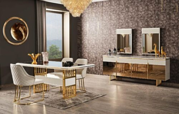 Dining table 6x Chairs Dining room Set Dining set Modern Sideboard Suite