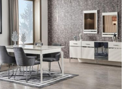 Dining room Suite Dining table Group Furniture 6x Chairs Sideboard Set 9pcs
