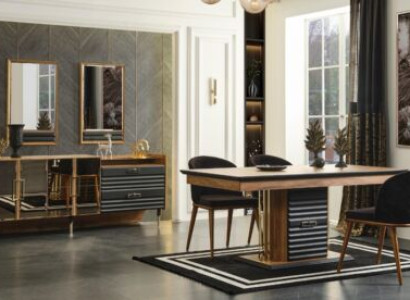 Dining table Dining room Set Dining set Modern Table new 6x Chairs Brown