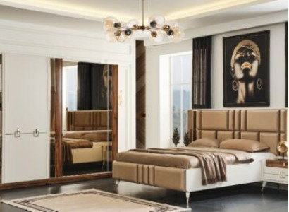 Design Beds Bedroom Sets Bed 2x Bedside tables Modern Furniture 3pcs