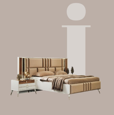 Design Beds Bedroom Sets Bed 2x Bedside tables Modern Furniture 3pcs