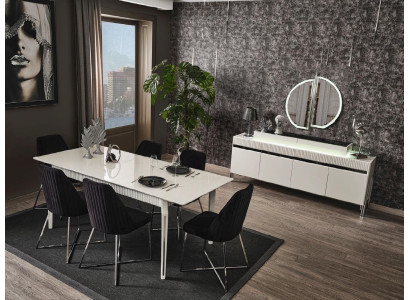 Table Dining Set 6x Chairs Modern Italian Style Dining Room Set