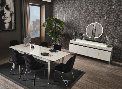 Table Dining Set 6x Chairs Modern Italian Style Dining Room Set