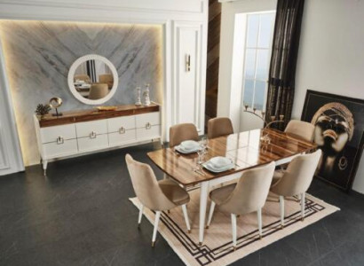 Dining table Wood 6x Chairs Group Dining room Suite Chair Set Table