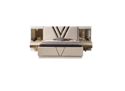 Bed 2x Bedside tables 3-piece bedroom set design luxury bedroom