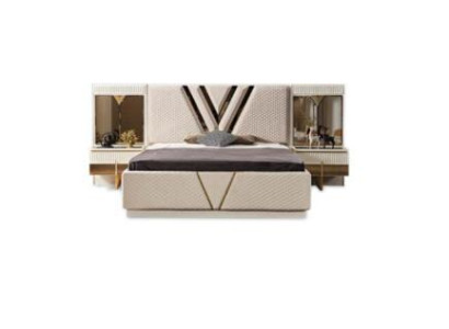 Bed 2x Bedside tables 3-piece bedroom set design luxury bedroom