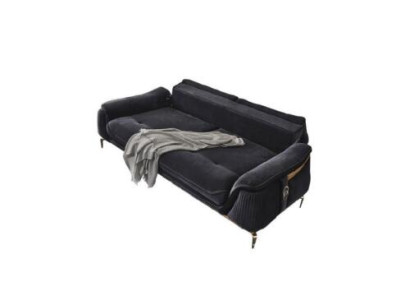 Design Chesterfield Living room 3 Seater Textile Couch Black Upholstery