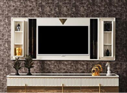 Elegant Wall unit Living room Set Display case Lowboard Wall shelf Table