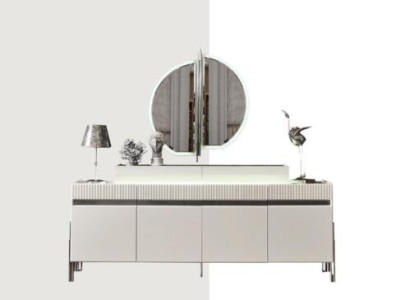 Sideboard with Mirror Living room Wood Gray Furniture Italian Style