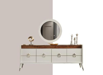 Sideboard Mirror Living room Designer Luxury Chests of drawers Modern White