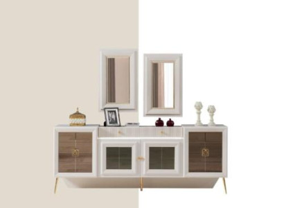 Sideboard with Mirror Wood Solid Drawers Living room Sideboards