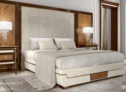Suite Bedroom Double bed Bed Luxury Brown Group Set 3pcs