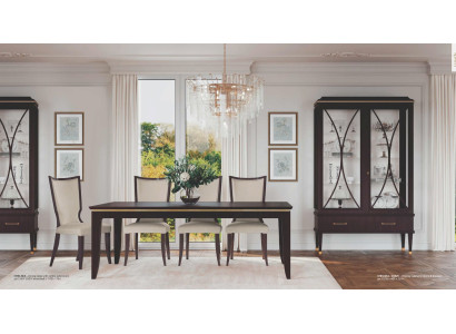 Suite Dining room Dining table Extendable Chairs Chest of drawers Display case Set 7pcs