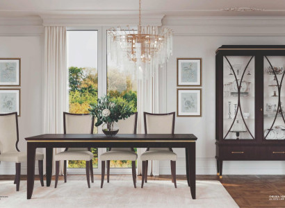 Suite Dining room Dining table Extendable Chairs Chest of drawers Display case Set 7pcs