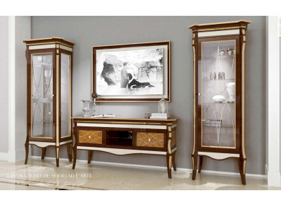 Suite Living room TV stand brown TV cabinet lowboard display case set 3 pieces