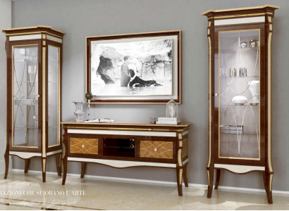 Suite Living room TV stand brown TV cabinet lowboard display case set 3 pieces