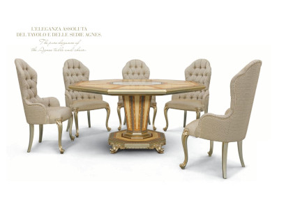 Suite Dining set Dining room Dining corner Dining table Chair Set 6pcs Wood Luxury Beige