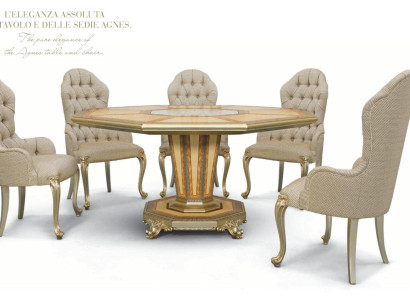 Suite Dining set Dining room Dining corner Dining table Chair Set 6pcs Wood Luxury Beige