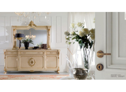 Suite Chest of drawers Mirror Console table Set Beige Bedroom Cabinets