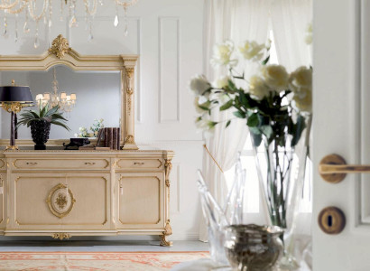 Suite Chest of drawers Mirror Console table Set Beige Bedroom Cabinets