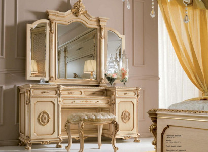 Dressing table Console tables with Mirror Console Wood Luxury Beige Baroque