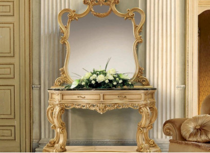 Suite Dressing table Mirror Console table Set Beige Bedroom