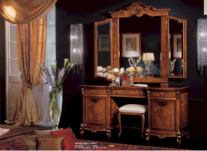 Dressing table Dressing table Mirror Console table Brown Luxury Wood Furniture