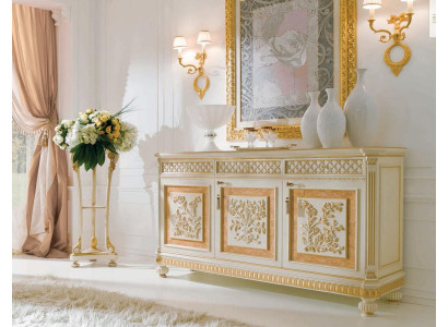 Sideboard Furniture Wardrobe Beige Wood Dining room Chests of drawers Baroque