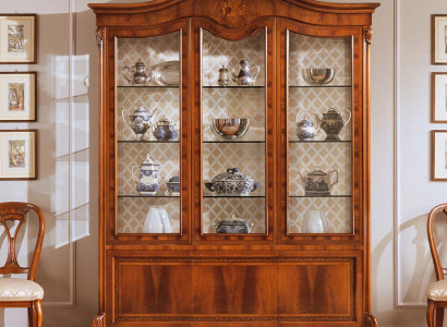 Luxury Display case Cabinets Showcases Brown Wardrobe Living room Wood Glass