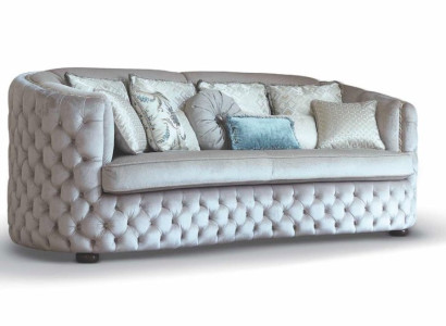 Three Seater Chesterfield Sofa 3 Seater Sofas Living room Gray Fabric