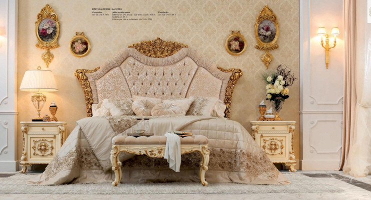 Suite Bedroom Bed Bedside table Stool Luxury Double bed Beige