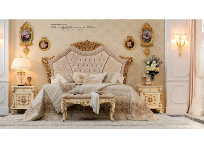 Suite Bedroom Bed Bedside table Stool Luxury Double bed Beige