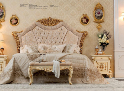 Suite Bedroom Bed Bedside table Stool Luxury Double bed Beige