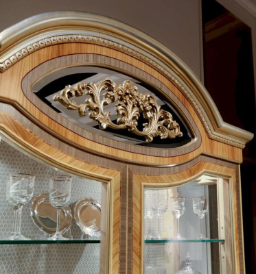 Display case Luxury Cabinets Showcases Wood Living room Furniture Gold Beige