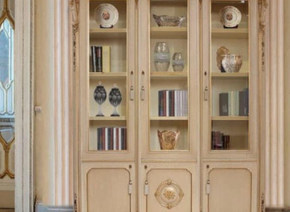 Living room Display case Luxury Big Cabinets Showcases Wood Living room Beige Baroque