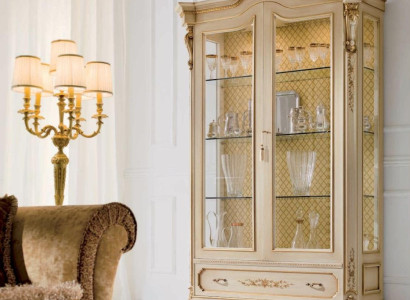 Display case Luxury Cabinets Showcases Wood Living room Wardrobe Beige Baroque