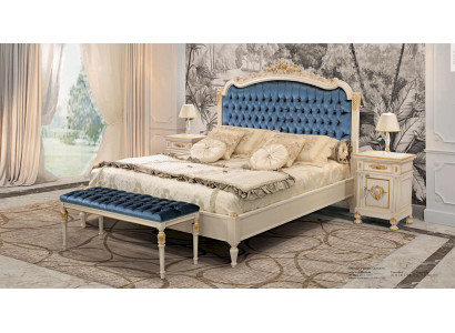 Chesterfield Bed Double bed Luxury Fabric Bedroom Blue Beds