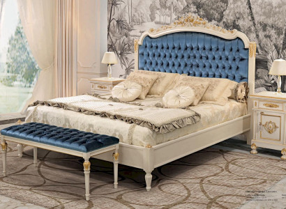Chesterfield Bed Double bed Luxury Fabric Bedroom Blue Beds