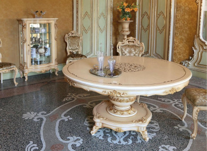 Luxury Dining table Dining room table Dining corner Table Dining room Wood Beige Round